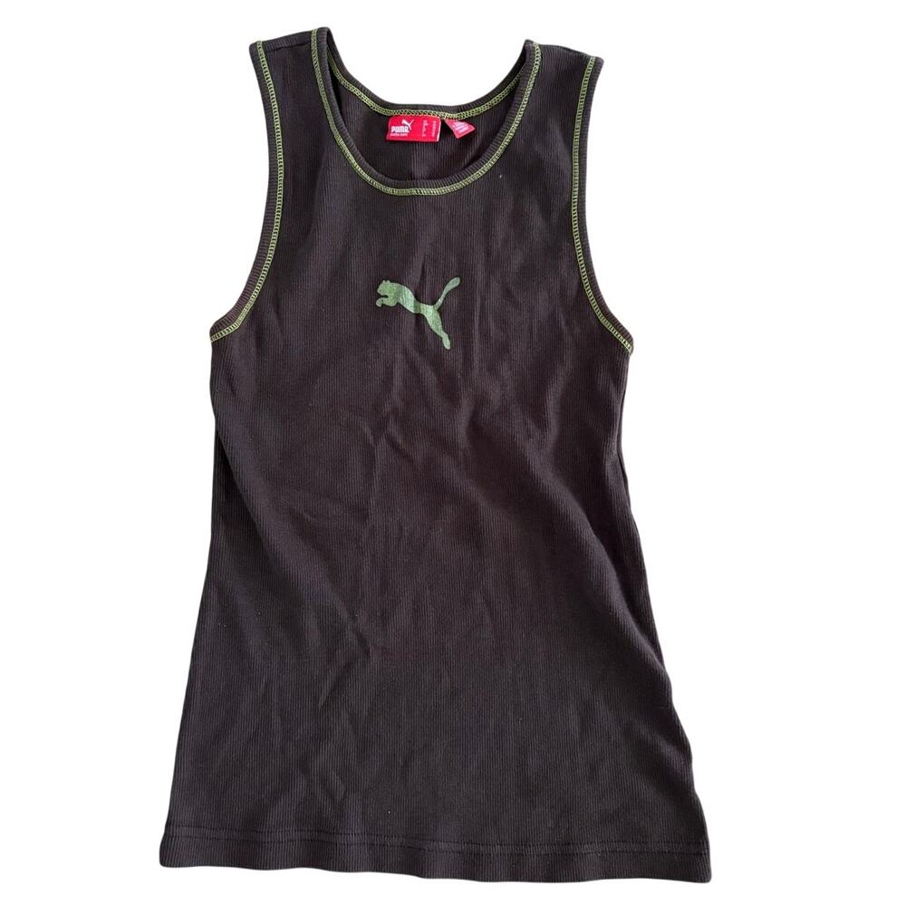 Vintage Y2K Ribbed Puma Tank Top, Womens Size Medium, Brown and Green